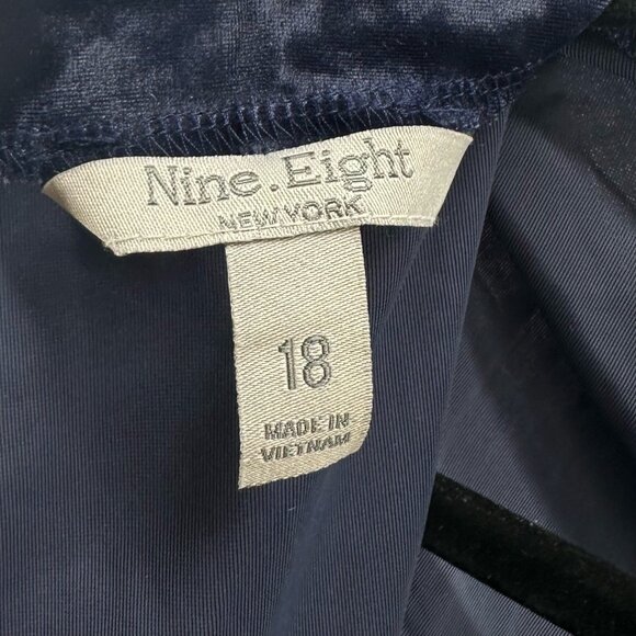 Nine.Eight Jumpsuit Size 18 Drape Front Sleeveless Velvet Straight Leg Blue - Picture 7 of 13